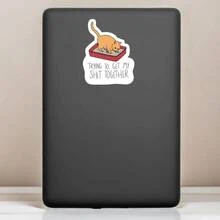 1 Stück "Ich versuche, mich zusammenzureißen" Aufkleber, lustiger Katzenklo Meme wasserfester Vinyl Aufkleber für Laptop, Wasserflasche, Notizbuch, Skateboard, Handy, ästhetischer Humor zur psychischen Gesundheit
