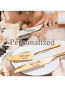 1/2pcs Piece Custom Iron Handle Wedding Cake Cutting Set, Personalized Stainless Steel Cake Knife, Custom Bread Knife, Dessert Cutting Service Set, Wedding Gifts, Anniversary, Birthday, Party, Commemorative Gifts