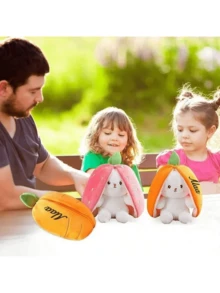 1 pieza Muñeca de peluche de conejo con texto bordado personalizado, exquisito conejo de fresa bordado, muñeca de peluche de conejo de zanahoria, [Personalizado] 1 pieza Muñeca de peluche de conejo de zanahoria y fresa con nombre personalizado, regalo de muñeca para niños, regalo de cumpleaños creativo para niños, muñeca compañera de vacaciones, muñeca de peluche de zanahoria - Multicolor - Ver 5