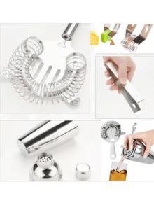 Juego de coctelera y mezclador de acero inoxidable para barman, herramienta de bebidas,Coctelera de acero inoxidable, herramientas para barman, Kit de mezclador de bebidas,Kit de coctelera de 5 uds.,3 uds.,8 uds.,13 uds., - Plateado - Ver 9