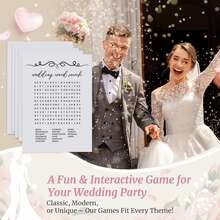50 Stück/30 Stück Bridal-Shower Spiele, Hochzeitsdusche Spiele, Junggesellinnenabschied Party, Verlobungsparty - Lustiges Hochzeit Wortsuchrätsel/Hochzeit Wortsuche - Verschiedenfarbig - Übersicht 7