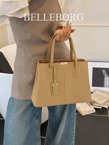 复古大容量女士手提包 - 卡其色 - 查看 5