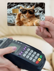 1 件招财猫信用卡装饰贴纸，太阳镜橙猫美元 PVC 卡创意个性化超薄防指纹保护皮套，品质卓越，耐刮擦，适合女性男性，小型芯片卡，银行卡，信用卡，交通卡，学生校园卡 DIY 装饰，最可爱宠物清单，宠物爱好者必买，返校，学校用品 - 彩色 - 查看 4