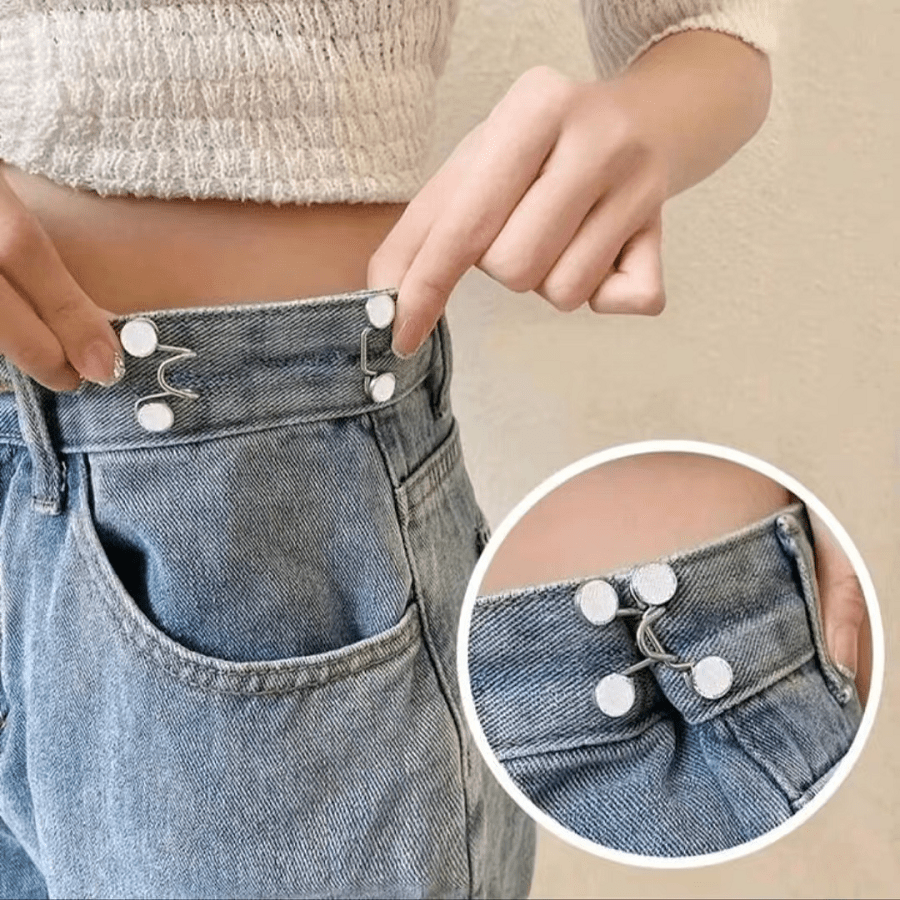 1 conjunto de coleção de cintura jeans artefato ajuste de cós pequeno botão fixo calças de aperto de cós botão de ajuste de tamanho fivela de cintura