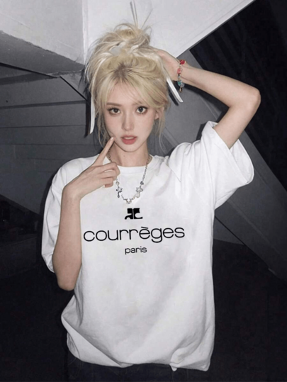 200g Pure Cotton T-Shirt 2025 Summer Ladies New Short Sleeve Pure Cotton Holiday Pattern Short Sleeve Round Neck Couple Wear Small Shirt Tops