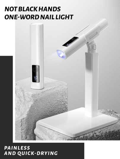 XEIJAYI 1pc White Mini Rechargeable UV LED Nail Art Lamp With Stand For Gel Nail Quick Drying Manicure Machine UV LED Gel Nail Polish Dryer Light Manicure Tools Rechargeable Salon Equipment