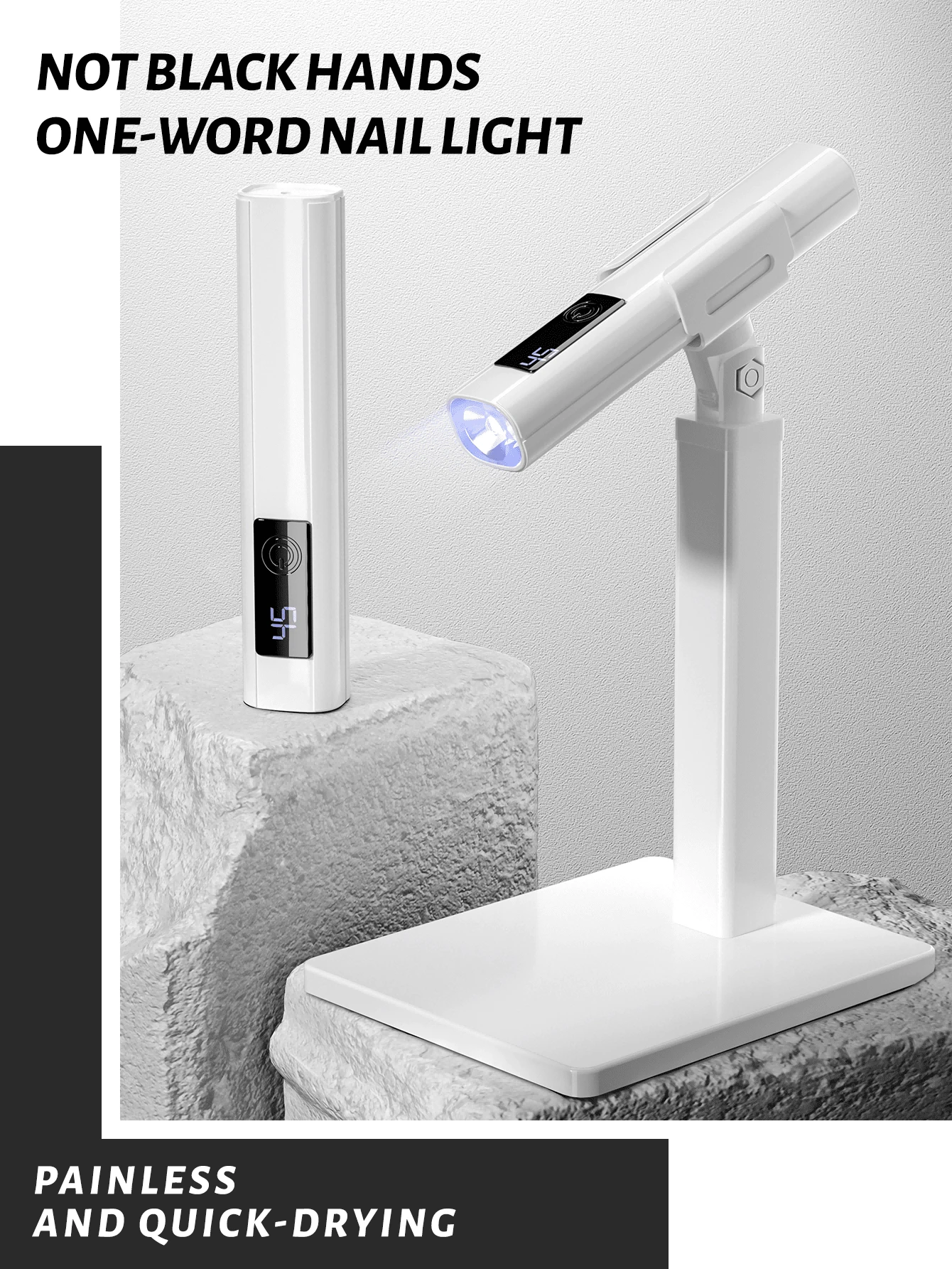 XEIJAYI 1 pieza Lámpara UV LED blanca recargable mini con soporte para secado rápido de uñas de gel, máquina de manicura, luz de secado de esmalte de uñas de gel UV LED, herramientas de manicura, equipo de salón recargable