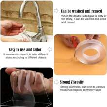 1pc Double Sided Adhesive Tape, Heavy Duty Transparent Washable Ultra-Strong Two Sided Mounting Tape, Strips For Decoration