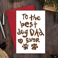 1pc Funny Dog Dad Birthday Card – "To The Best Dog Dad Ever" Design, Paw Prints & Heart – Perfect Gift For Pet Lovers, Ideal For Birthdays, Christmas, New Year & Thank You Notes, School Supplies, Back To School