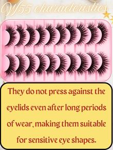 10 pares de cílios postiços de vison luxuosos e altamente avaliados - Cílios postiços Dramatic Stage, volumosos e com aparência natural, cílios extra grossos com curvatura em C de 0,07 mm, cílios estilo olho de gato 3D feitos à mão de 7 a 16 mm, efeito de volume dramático, fáceis de usar, adequados para iniciantes, maquiagem indispensável para presente de Halloween, Natal e Ano Novo. Cílios postiços, cílios, cílios postiços - Cílios naturais - Ver 8