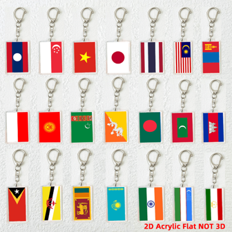 2D Flat, 1pc, Country Flags Keychain For Asian Countries, Singapore, Malaysia, Thailand, India, Vietnam Etc., 6cm Acrylic Material Lobster Clasp, Double-Sided Translucent, Travel Souvenir, Ideal For Friends And Family, Suitable For Car Hanging And Backpack Decoration Car Accessories Cute Goth Y2k Halloween Accessories Teachers Day Christmas Gift Ideas Bag Charms Car Accessories Sister