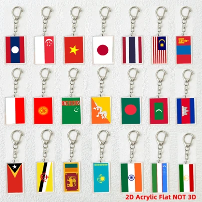 2D Flat, 1pc, Country Flags Keychain For Asian Countries, Singapore, Malaysia, Thailand, India, Vietnam Etc., 6cm Acrylic Material Lobster Clasp, Double-Sided Translucent, Travel Souvenir, Ideal For Friends And Family, Suitable For Car Hanging And Backpack Decoration Car Accessories Cute Goth Y2k Halloween Accessories Teachers Day Christmas Gift Ideas Bag Charms Car Accessories Sister