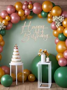 Happy Birthday Wooden Sign With White Painted Cutout Wooden Happy Birthday Letters Sign Vintage Rustic Birthday Party Decoration Backdrop Wall Photo Prop(Pink)