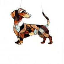 2D retro farbige Dackel Fenster Deko Anhänger aus Acryl, Deko Anhänger für Feiertage und Partys, Auto Innenraum Deko, verschiedene Tier Anhänger zur Auswahl, geeignet für Hunde- und Tierliebhaber