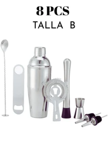 Juego de coctelera y mezclador de acero inoxidable para barman, herramienta de bebidas,Coctelera de acero inoxidable, herramientas para barman, Kit de mezclador de bebidas,Kit de coctelera de 5 uds.,3 uds.,8 uds.,13 uds., - Plateado - Ver 3