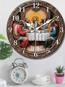 [Horloge en bois de 10 à 12 po] avec design de La Dernière Cène - Silencieux, mouvement à quartz, décoration moderne pour la maison pour le salon, la chambre, la cuisine, le bureau - Cadeau idéal de Noël et d'anniversaire pour les croyants, horloge murale de chambre | Horloge murale d'art | Horloge à mouvement à quartz Décoration de pièce Décoration de chambre Décoration de dortoir Retour à l'école Décoration scolaire Surprise scolaire