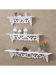 Estantería para pared, estantes flotantes de madera, soporte de estante montado en la pared para decoración - Blanco - Ver 20
