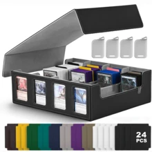 3000+ MTG 卡牌盒卡片收纳盒，带 24 个彩色分隔标签，可收藏卡片，带观察窗，适用于《风云会》