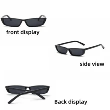 1 Pack Square Frame Y2K Decorative Fashion Eyeglasses Sweet Cool Hot Girls Suitable For Women Summer Beach Vacation, Outdoor, Travel - 黑色 - 查看 7