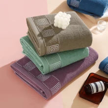 Toalla de baño universal para adultos y niños, toalla de baño agrandada y gruesa sin pelusa, toalla de baño de algodón puro, 70 cm x 140 cm - Morado - Ver 2