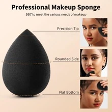 Set de 5 esponjas para maquillaje | Esponjas negras mezcladoras de base | Suaves y no absorbentes | Adecuadas para líquidos, polvos, correctores, BB cream y polvos sueltos
