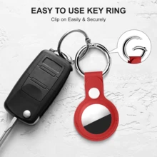 1PC AirTag Holder, PU Leather Airtag Case ,Airtag Keychain Compatible With Apple Air Tag, Air Tag Holder Protective Tracker Cover For Backpacks, Keys, Bags, Pets, And Luggage - Multicolor - View 3