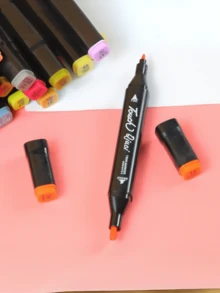 Marcadores de ponta dupla multicoloridos – Pincéis e Pontas Finas Para Aquarela, ilustração - 1pc - Visão 1