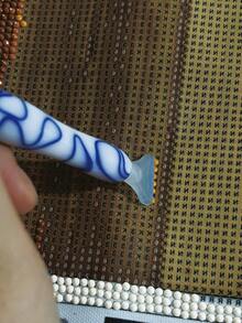 8pcs Diamond Painting Tools Set With Storage Box, Includes Resin Pen, Suitable For Diamond Painting DIY Dotting, Blue & White Color