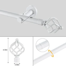 IsEasy Curtain Rod 25mm Curtain Rod 1 Track 2 Tracks Stainless Steel Metal 80-280cm - White-1-läufig - View 5