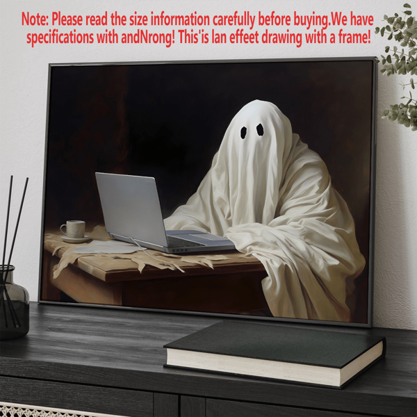1 Stück, Nerd-Geister in Computermalereien, süße Halloween bedruckbare Kunst, gruselige Büro-Dekorationen, spukhafte Geister mit Computerkunstdrucken, düster-akademische Bilder, Wandkunst mit Rahmen, Wandkunst, Poster, Leinwand Material (optionaler Rahmen), Halloween Geschenke, Besondere Geschenke, Heimdekoration, Küchendekoration, Wohnzimmerdekoration, Schlafzimmerdekoration, Bürodekoration, Trick or Treating