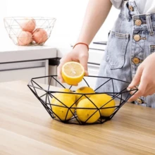 Black Wire Fruit Bowl Tabletop Fruit Basket Round Steel Bowl Centerpiece - 黑5 - 查看 5
