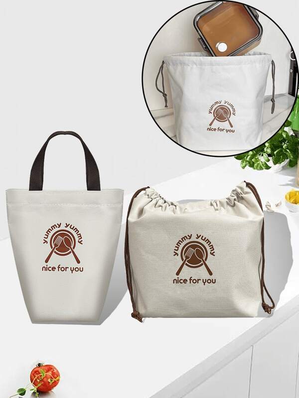 1pc Mug Bag Bunch Lunch Bag Student Lunch Bag Simple Portable Picnic Lunch Box Bag Oxford Cloth Large Capacity Drawstring Bag Tote Soup Cup Bag Outdoor, Office, Travel, On Back To School School Stuff Bag For School Work Lunch Bag For Women Cooler Bag Picnic Accessories School Accessories Lunch Box For School