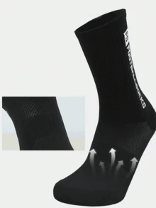 1/3/6 Pairs Men & Unisex Football/Soccer Mid-Calf Socks, Slip-Resistant, Durable, Comfortable Sports Socks For Daily Training, Fall Socks - Black and White - View 3