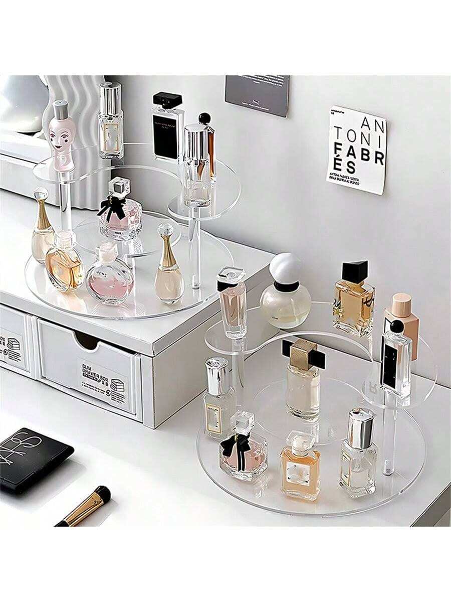 1PC Perfume Stand Organizer 3 Tier, Acrylic Display Stand Riser For Figures, Perfume, Dessert, Cupcake, Desktop Display Stand For Decoration And Organize - Clear - View 1