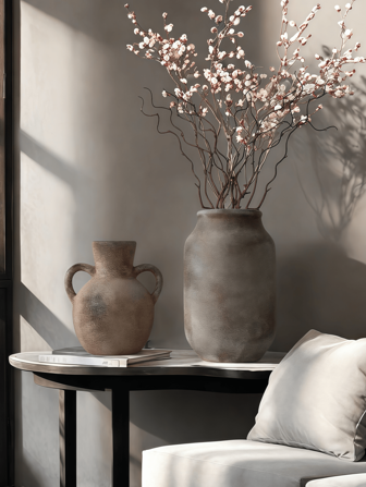 1 st japansk Wabi-Sabi-stil rund buk med smal mynning i keramik, lämplig för konstdekor i hemmet, blomsterarrangemang i vardagsrummet, atmosfärsdekor i foajén, heminredning, rumsdekor, glasvas