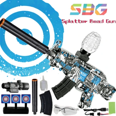 Lanzadores de Bolas de Gel para Niños Pistola grande Pistola De Hidrogel Blaster AK pistola de juguete automática [Alta velocidad] No GelBeadsOrbeez eléctrico de alto rendimiento, actividades al aire libre partido favorece Ldeal día de Halloween muerto y regalos de Navidad!