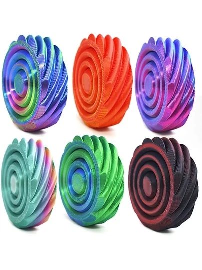 1pc Super Stress Relief 3D Printed Double-Sided Spiral Cone - Colorful Gradient Structure, Suitable As Halloween And Christmas Gifts