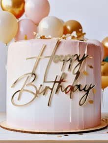 1pc/3pcs/5pcs "Happy Birthday" PMMA Cake Topper Decoration, Modern Letter Pattern Cake Decor, Suitable For Birthday Party, Christmas, Birthday Gift, Cake Decoration, Cake Toppers, Baking Supplies, Kitchen Essentials, Baking Decor, Baking Tools, Cake Supplies, Holiday Gift, Decorations - Style K - View 2