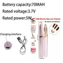 1pc ABS Portable Rechargeable Electric Eyebrow Trimmer, Women Eyebrow Pencil Auto Eyebrow Razor, Facial Hair Remover, Beauty Grooming Trimmer - Beige - View 7