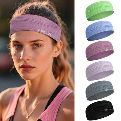WRELS 1 stuk snel drogende, ademende, zweetafvoerende, lichtgewicht, rekbare gebreide sporthoofdband, geschikt voor hardlopen, yoga, fitness, fietsen, wandelen en andere sporten, ideaal als cadeau