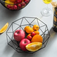Black Wire Fruit Bowl Tabletop Fruit Basket Round Steel Bowl Centerpiece - 黑5 - 查看 3