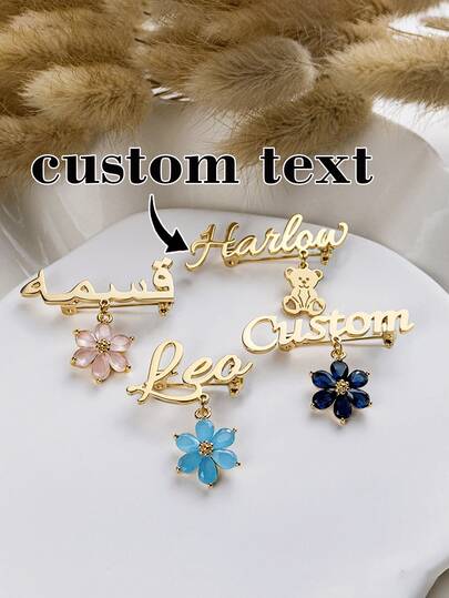 Customized Butterfly & Flower Brooch Pendant, Customized Groomsman & Bridesmaid Gift, Customized Wedding Attire, Valentine's Day Gift, Single Party Gift, Sister Gift, Couple & Mother Of The Groom Stainless Steel Jewelry Brooch Pendant