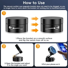[Soporte de teléfono móvil con succión fuerte] Soporte de teléfono móvil magnético de succión de vacío de un solo botón, portátil y fácil de usar, succión fuerte, móvil, plegable y extensible, adecuado para la pantalla de cristal del automóvil. Adhesión de doble cara Nota: Solo apto para instalación y uso en ubicaciones con superficies lisas. Compatible con iPhone, teléfonos Android, regalo para cumpleaños, familia, amigos, accesorios para automóviles, soporte para teléfono de automóvil