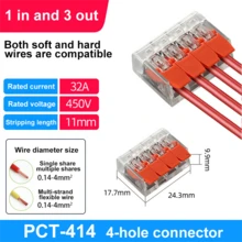 80pcs/40pcs/30pcs/20pcs Electrical Quick Connectors, Lever Wire Nut Connector Terminal Combo Kit, DIY Wire Connectors (28-12 AWG), 2/3/4/5 Port Push-In Electrical Connecting Terminals, Plug-In Terminal Blocks, Mini Quick Wire Connectors, Cable Lugs, 0.4-4.0mm - Orange - View 11