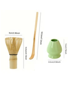4pcs Traditional Matcha Tea Starter Set, Tea Whisk (Bamboo), Tea Spoon (Bamboo) Colander (Stainless Steel), Tea Whisk Stand (Ceramic), Basic Matcha Making Kit, Traditional Decoration Perfect Gift - Multicolor - View 16