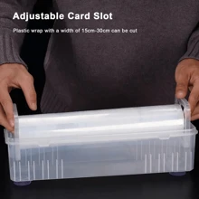 1pc Dual-Sided Sliding Blade Kitchen Wrap Cutter Box - Wall-Mounted With Suction Cup, Durable ABS Material, Easy To Clean, Space-Saving Design, Suitable For Home And Commercial Use, Ideal For Wrapping Food, Herbs, And Snacks