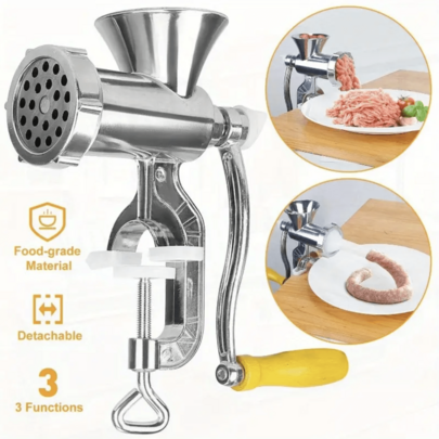 1pc Multifunctional Hand Crank Meat Grinder, Multifunctional Sausage Maker, Can Crush Chili, Vegetable Chopper, Garlic Grinder, Outdoor Household Kitchen Tools