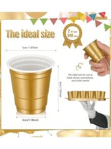 100 pièces Verres à shot en plastique, verres à shot miniatures polyvalents en plastique de 2 oz, verres à shot miniatures jetables de 2 oz, tasses à cocktail jetables, tasses à boissons, tasses d'échantillonnage, petites tasses réutilisables faciles à nettoyer pour les spiritueux, les cocktails, les jus et les sauces, convenant à toutes les réunions, jeux de fête, photos de fête, vacances, fêtes, fêtes d'Halloween ou de Noël