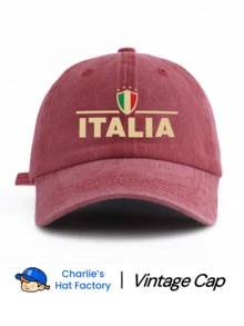 1 Pc ITALIA Print Unisex Washed Baseball Cap, Classic Stylish Soft Sweatband Adjustable Size Lightweight Versatile Classic Cap, Suitable For GYM Workout Outdoor Sports Daily Wear Party Vacation Beach Perfect Gift For Friends And Family - ITALIA - View 5