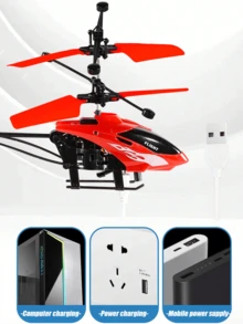 1Pc Remote Controlled Helicopter Toy, Induction Suspended Helicopter With Lights, Rechargeable Flight Toy Mini RC Helicopter Rechargeable Light Suspended Helicopter